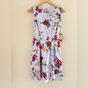 NWT Vince Camuto Women’s Floral Sleeveless Pockets Zip Up Flare Dress Size 2 NEW